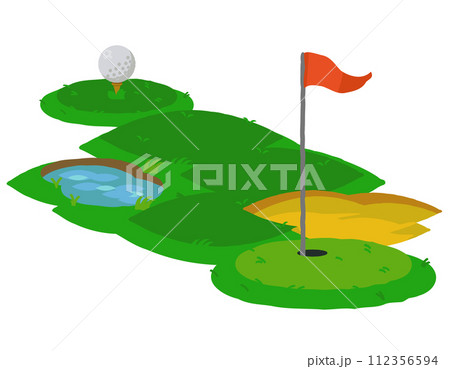 左上から右下に伸びるゴルフ場 112356594