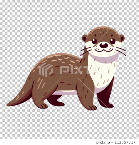 カワウソ　可愛い　イラスト　動物 112357317