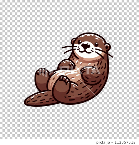 ラッコ　可愛い　イラスト　動物 112357318