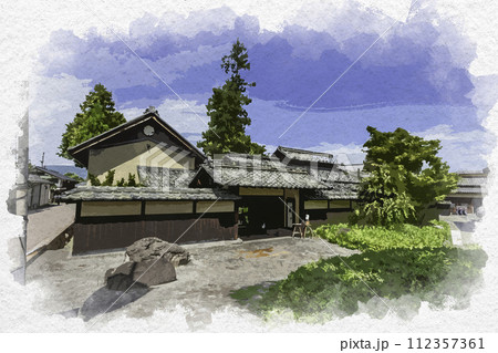 水彩画風 小布施 蔵部 長野県小布施町 水彩画風 小布施 蔵部 長野県小布施町 112357361