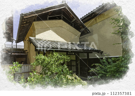 水彩画風　小布施　中野土びな館　長野県小布施町 112357381