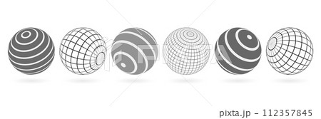 アイコン セット 地球 惑星 科学 ストライプ ライン 背景 112357845