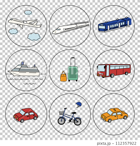 シンプルな乗り物のアイコンイラストセット1 112357922