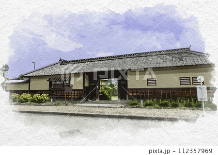 水彩画風　松代　旧白井家表門　長野県長野市 112357969
