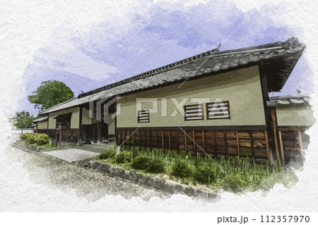水彩画風　松代　旧白井家表門　長野県長野市 112357970