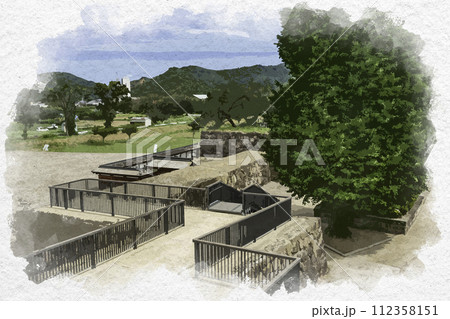 水彩画風　松代　松代城跡　北不明門　長野県長野市 112358151