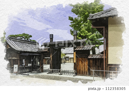 水彩画風　松代　松代藩文武学校　長野県長野市 112358305