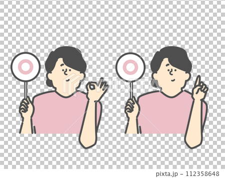 女性看護師のマルイラスト（⚪︎）OK　指差し 112358648