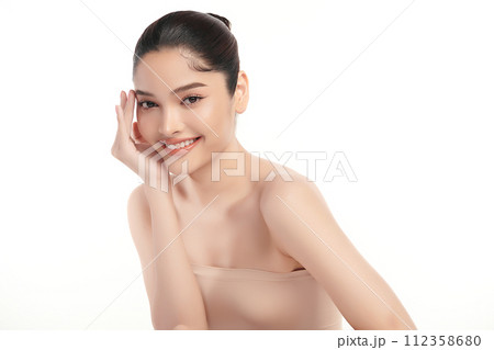 Beautiful Young transgender woman with clean fresh skin on white background, Face care, Facial treatment, Cosmetology, beauty and spa, transgender women portrait. Beautiful Young transgender woman with clean fresh skin on white background, Face care, Facial treatment, Cosmetology, beauty and spa, transgender women portrait. 112358680