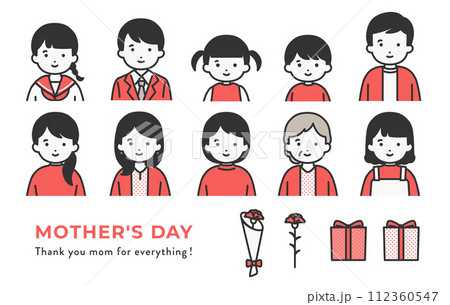 母の日の人物イラスト素材 112360547