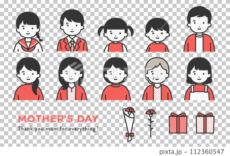 母の日の人物イラスト素材 112360547