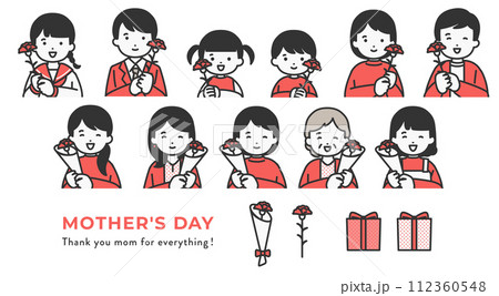 母の日の人物イラスト素材 母の日の人物イラスト素材 112360548