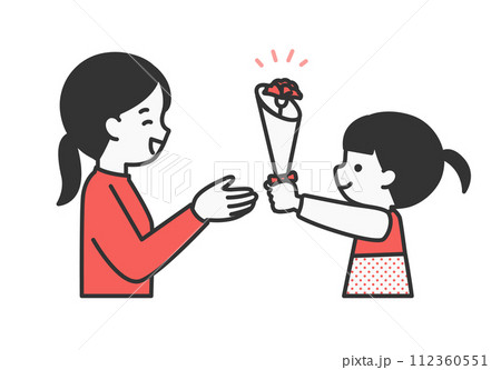 花をプレゼントする子供のイラスト素材 花をプレゼントする子供のイラスト素材 112360551