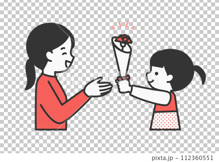 花をプレゼントする子供のイラスト素材 花をプレゼントする子供のイラスト素材 112360551