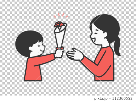 花をプレゼントする子供のイラスト素材 112360552