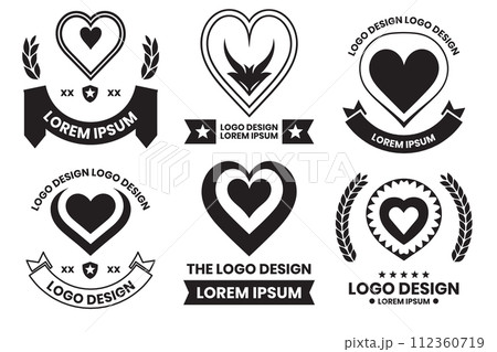 Vintage heart logo in modern minimal styleのイラスト素材