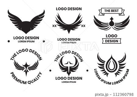 wings logo in modern minimal style wings logo in modern minimal style 112360798