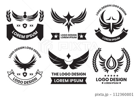 wings logo in modern minimal style wings logo in modern minimal style 112360801