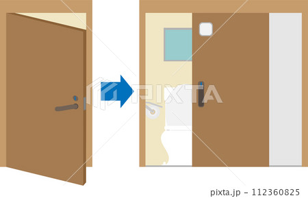トイレの扉を引き戸に交換するイメージ素材 トイレの扉を引き戸に交換するイメージ素材 112360825