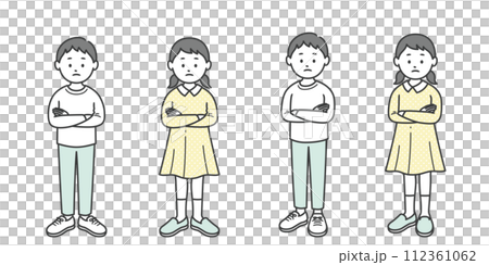 A boy and a girl who are thinking with their arms crossed 112361062