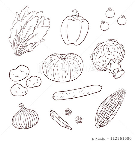 野菜イラスト素材セット　線画 112361680
