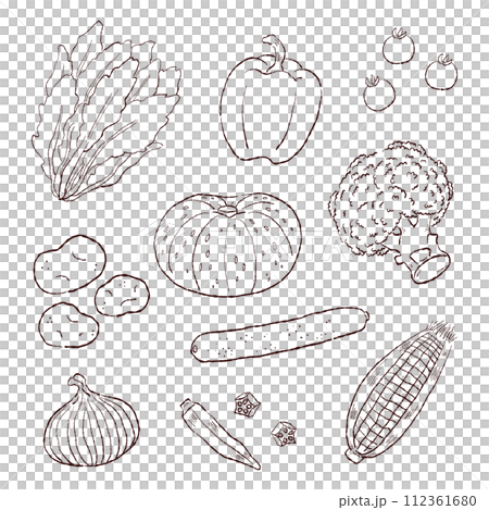 野菜イラスト素材セット　線画 112361680