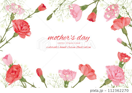 水彩で描いた母の日のカーネーションのフレーム 112362270