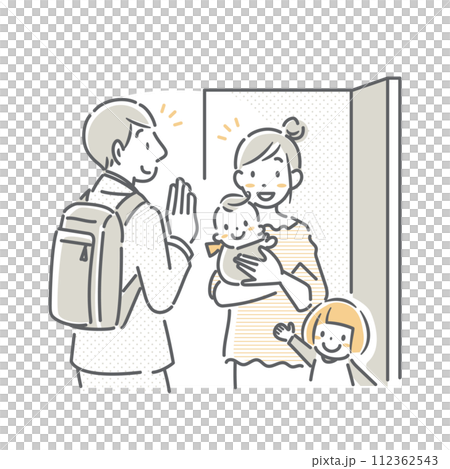 育児休暇中のお母さん　ワークライフバランス　シンプルでお洒落な線画イラスト 112362543