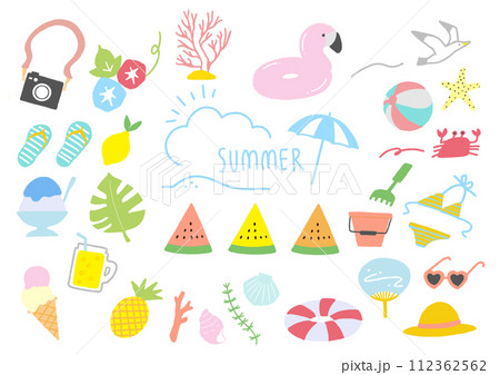 夏のイラスト素材セット 夏のイラスト素材セット 112362562