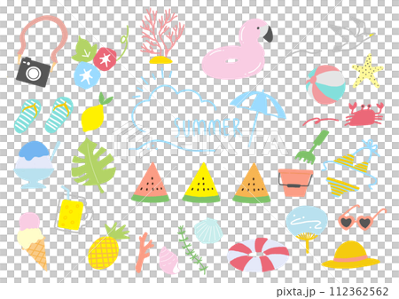 夏のイラスト素材セット 夏のイラスト素材セット 112362562