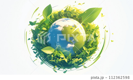 Ecology concept with globe on grass. Elements of this image furnished 112362598