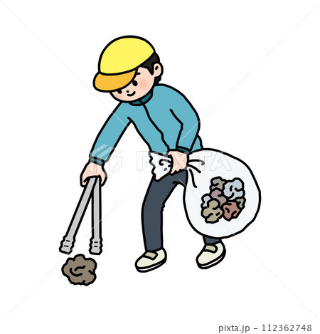 ゴミ拾いをする男性 ゴミ拾いをする男性 112362748