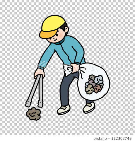 ゴミ拾いをする男性 ゴミ拾いをする男性 112362748