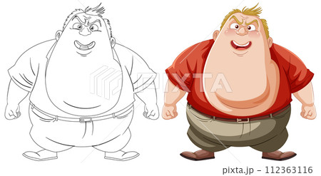 Cheerful Cartoon Men Smiling Together 112363116