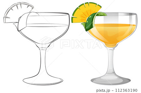 Tropical Cocktail Glass Illustration Tropical Cocktail Glass Illustration 112363190
