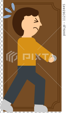 扉が開かず困っている人のイメージ素材 扉が開かず困っている人のイメージ素材 112363445