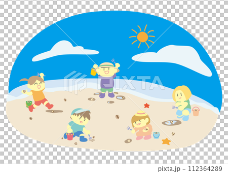 孩子狩獵多個蛤 112364289