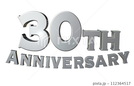 3DCG文字「30th Anniversary/30周年」シルバー,銀 3DCG文字「30th Anniversary/30周年」シルバー,銀 112364517