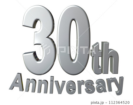3DCG文字「30th Anniversary/30周年」シルバー,銀 112364520