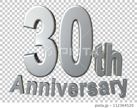 3DCG文字「30th Anniversary/30周年」シルバー,銀 112364520