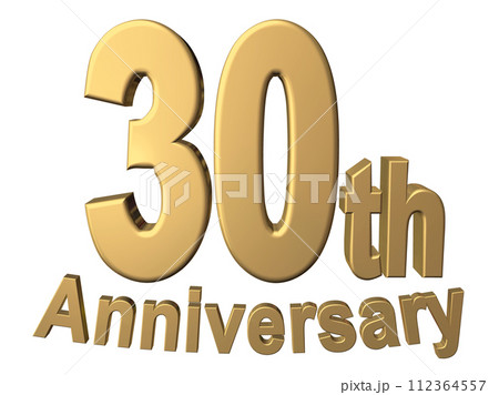 3DCG文字「30th Anniversary/30周年」ゴールド,金 112364557