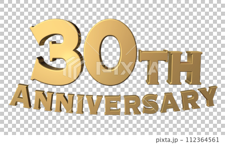 3DCG文字「30th Anniversary/30周年」ゴールド,金 112364561
