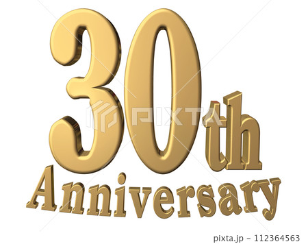 3DCG文字「30th Anniversary/30周年」ゴールド,金 3DCG文字「30th Anniversary/30周年」ゴールド,金 112364563