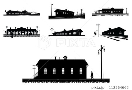 old Railway station silhouette.train station icon vector, 112364663