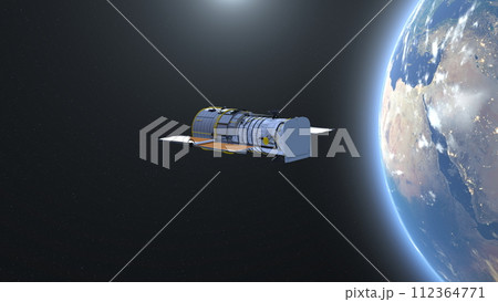 人工衛星と地球 112364771