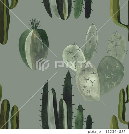 Cacti. Seamless watercolor pattern for wrapping paper, wallpaper and textiles. Cacti. Seamless watercolor pattern for wrapping paper, wallpaper and textiles. 112364885