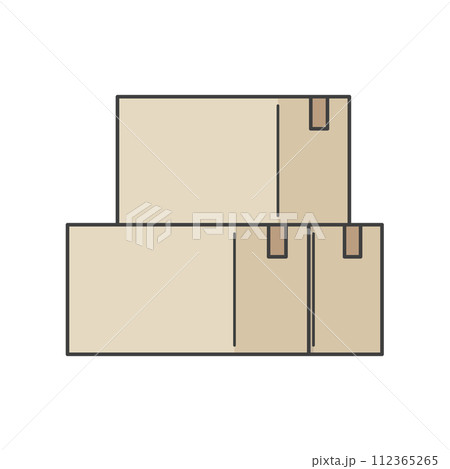 積み重ねたシンプルなダンボールのイラスト素材 積み重ねたシンプルなダンボールのイラスト素材 112365265