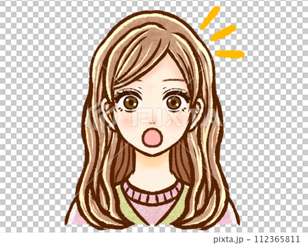 一個驚訝的棕色頭髮成年女性的插圖素材 一個驚訝的棕色頭髮成年女性的插圖素材 112365811