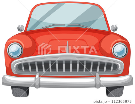 Classic Red Car Front View Illustration 112365973