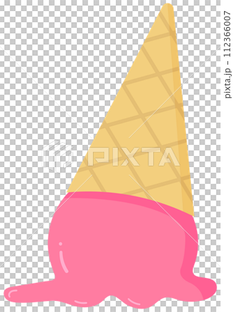 summer set hand drawn cute colorful kawaii ice cream Melting strawberry Ice Cream in a Cone 112366007
